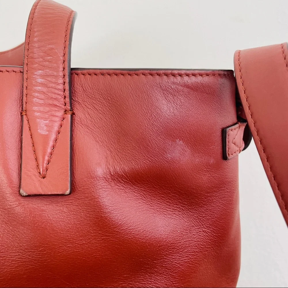 Vince Baby Signature V Croc Embossed Leather Handbag Purse